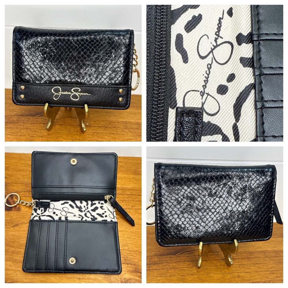 Jessica Simpson Python Print Small Wallet Keychain Black NWOT - Picture 2 of 16